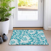 Piper Looms Chantille Floral ACN551 Teal Area Rug