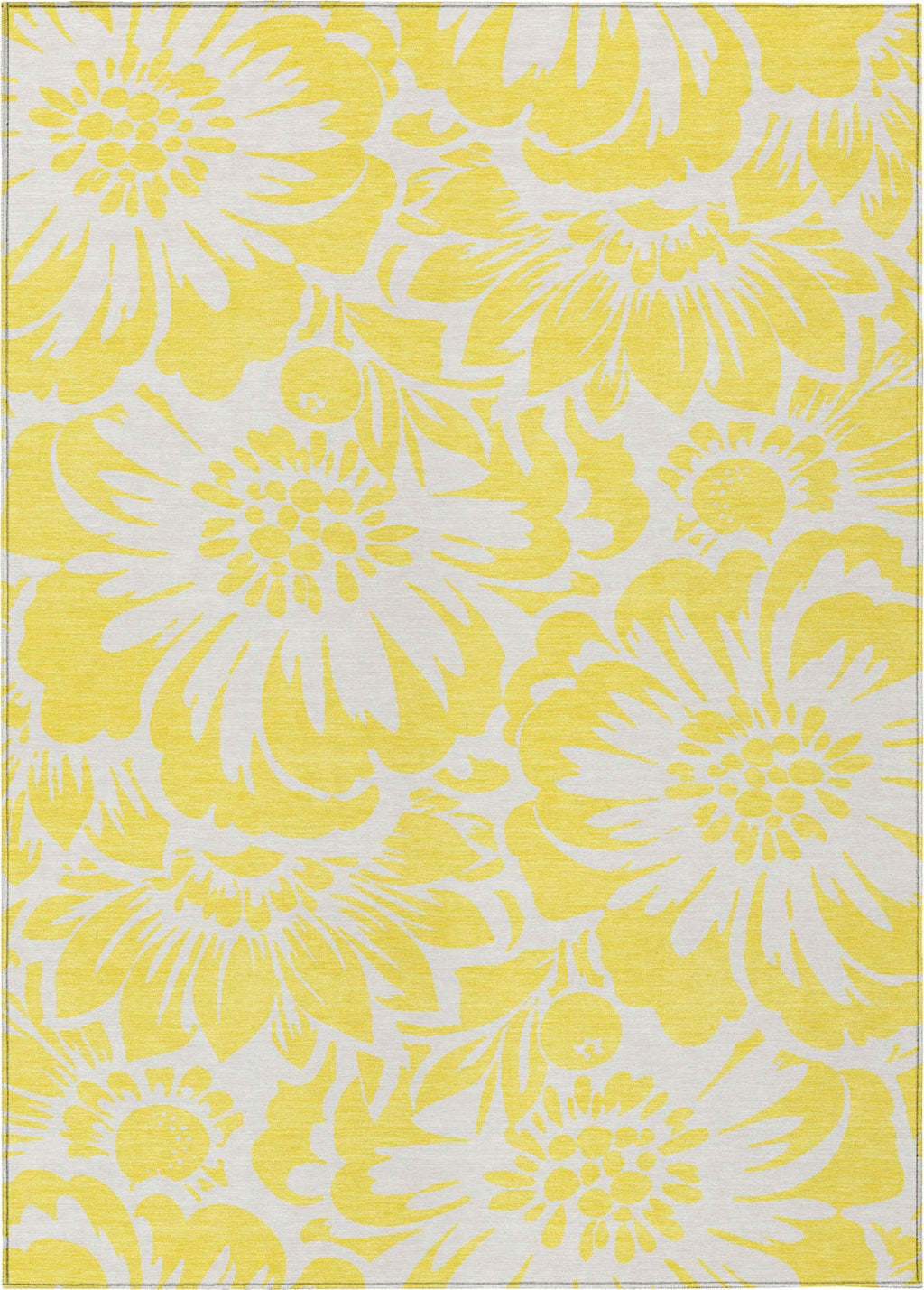 Large Pale Yellow Patterned Rugs Piper Looms Chantille Floral ACN551 Yellow Area Rug – Incredible Rugs ...