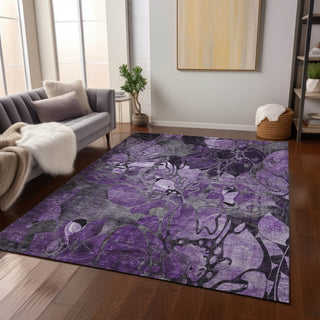 Piper Looms Chantille Floral ACN558 Purple Area Rug