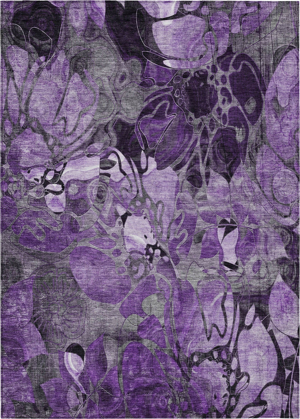 Piper Looms Chantille Floral ACN558 Purple Area Rug
