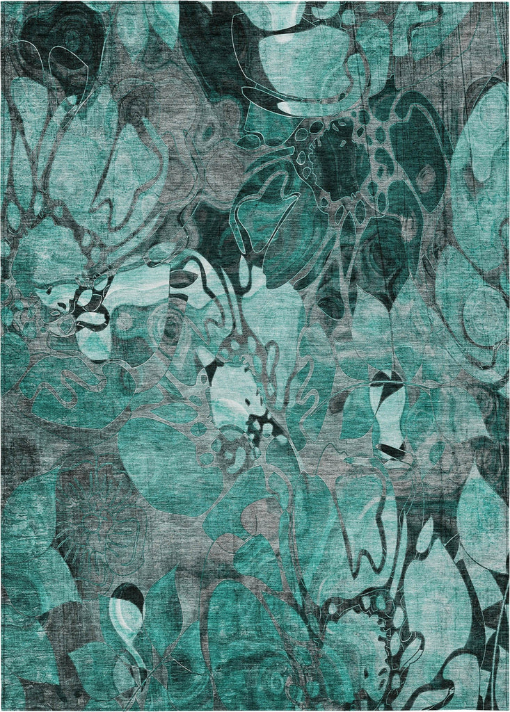 Piper Looms Chantille Floral ACN558 Teal Area Rug