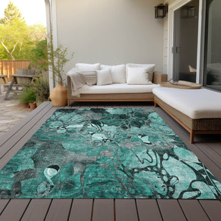 Piper Looms Chantille Floral ACN558 Teal Area Rug