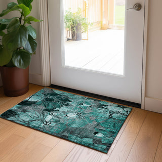 Piper Looms Chantille Floral ACN558 Teal Area Rug