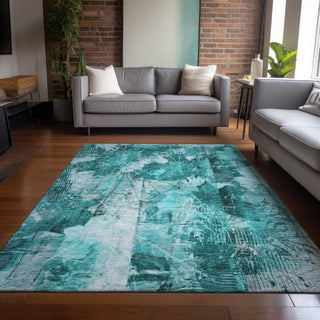 Piper Looms Chantille Floral ACN560 Teal Area Rug