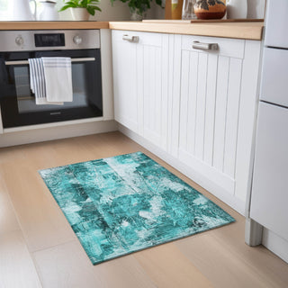 Piper Looms Chantille Floral ACN560 Teal Area Rug