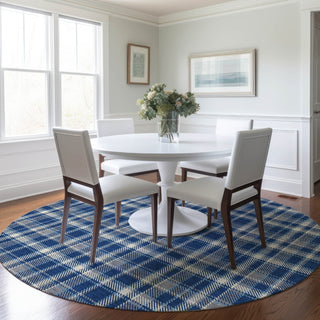 Piper Looms Chantille Plaid ACN563 Navy Area Rug