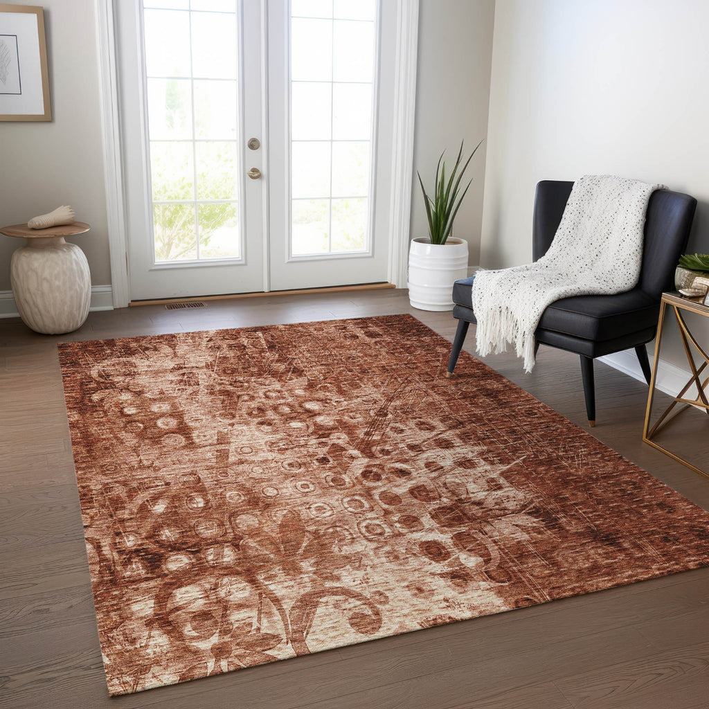 Piper Looms Chantille Ikat ACN577 Paprika Area Rug Lifestyle Image Feature