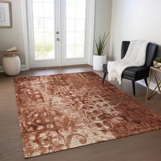 Piper Looms Chantille Ikat ACN577 Paprika Area Rug Lifestyle Image Feature