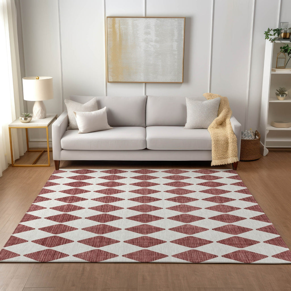 Piper Looms Chantille Diamonds ACN578 Burgundy Area Rug Lifestyle Image Feature