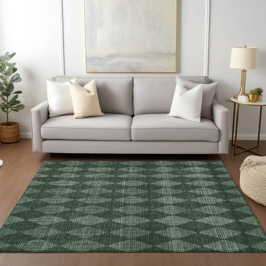 Piper Looms Chantille Diamonds ACN578 Olive Area Rug Lifestyle Image Feature