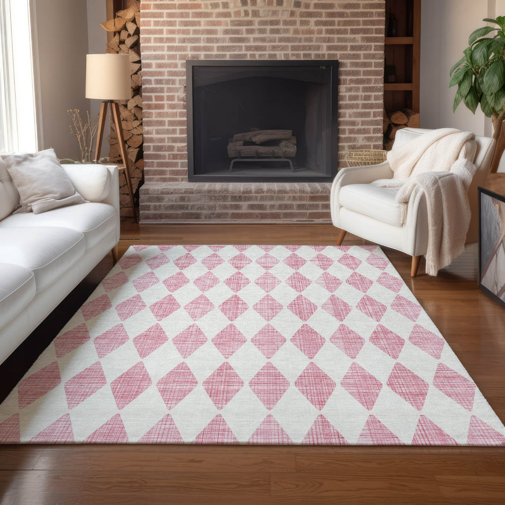 Piper Looms Chantille Diamonds ACN578 Pink Area Rug Lifestyle Image Feature