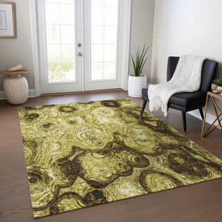 Piper Looms Chantille Circles ACN579 Gold Area Rug Lifestyle Image Feature