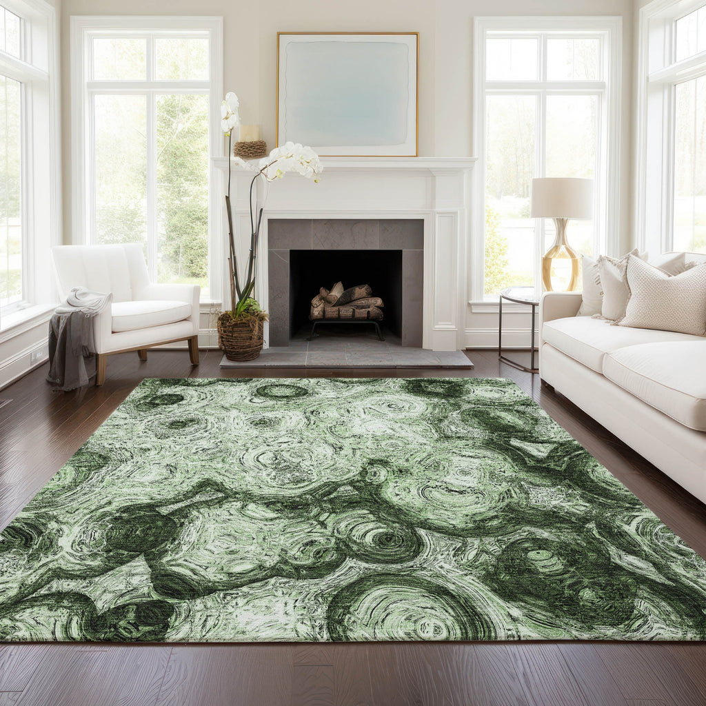 Piper Looms Chantille Circles ACN579 Green Area Rug Lifestyle Image Feature