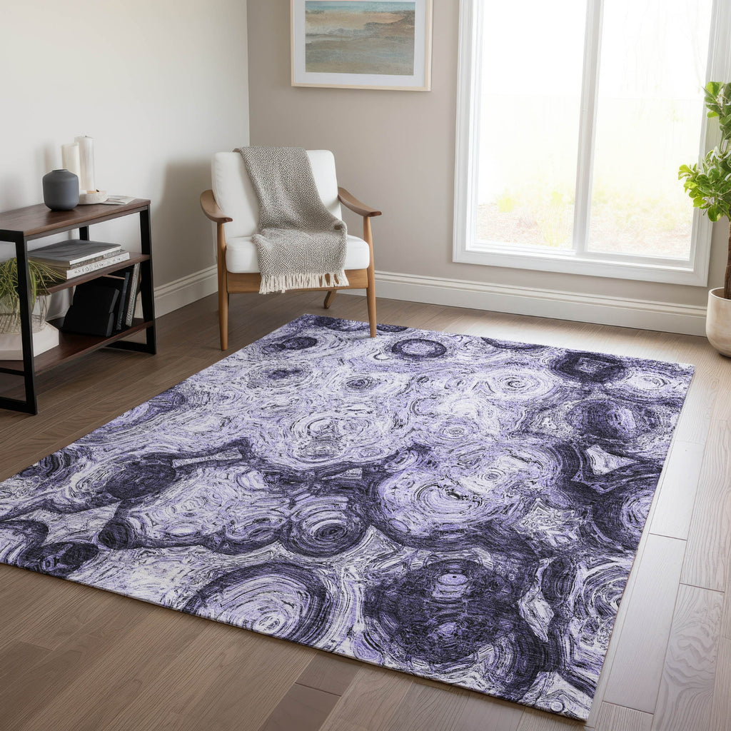 Piper Looms Chantille Circles ACN579 Purple Area Rug Lifestyle Image Feature