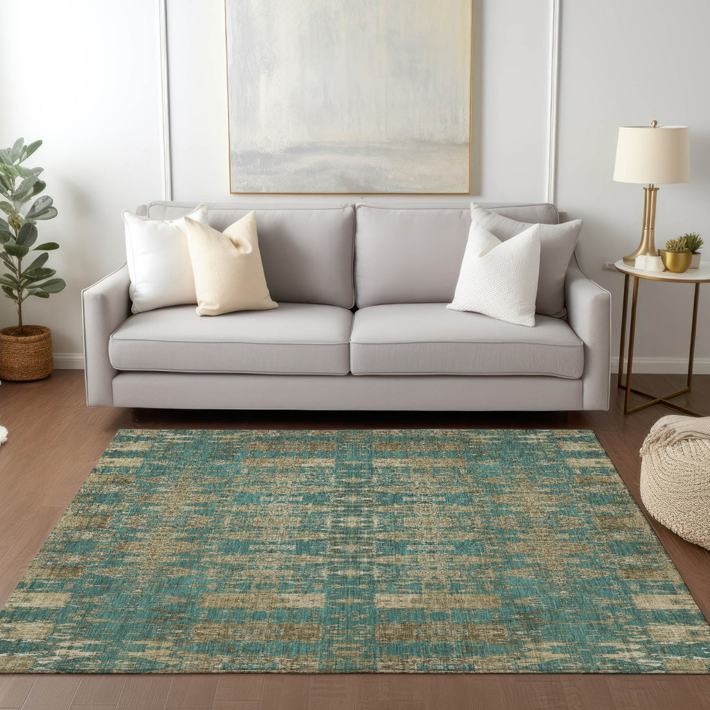 Piper Looms Chantille Moroccan ACN580 Teal Area Rug Lifestyle Image Feature