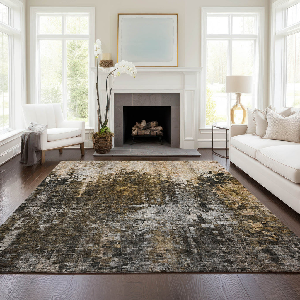 Piper Looms Chantille Squares ACN581 Brown Area Rug Lifestyle Image Feature