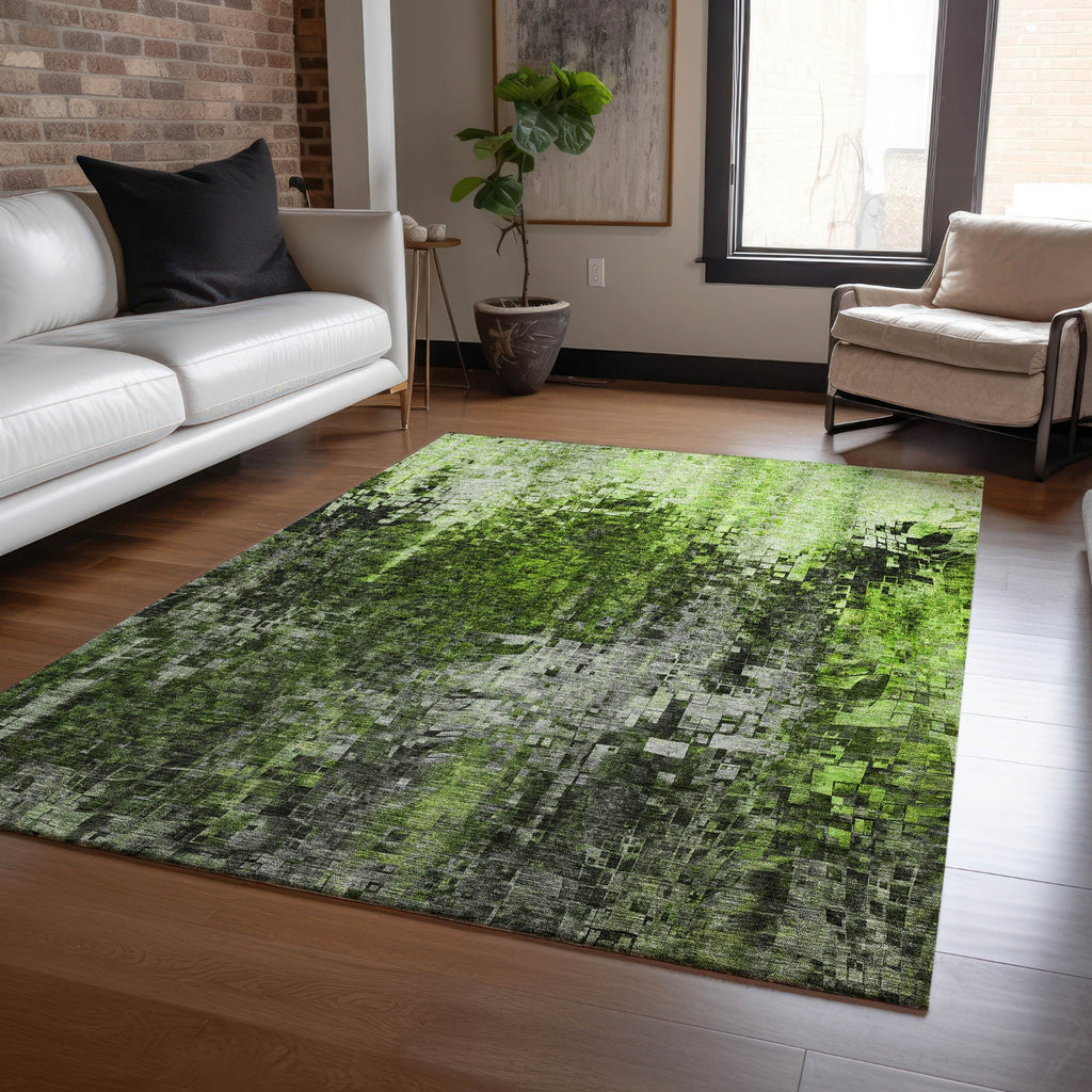 Piper Looms Chantille Squares ACN581 Green Area Rug Lifestyle Image Feature