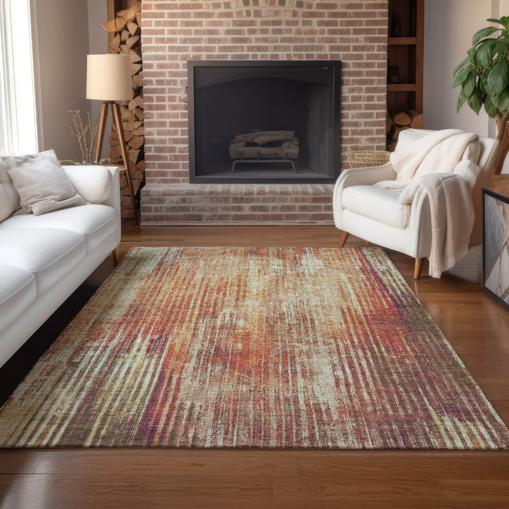 Piper Looms Chantille Stripes ACN582 Paprika Area Rug Lifestyle Image Feature