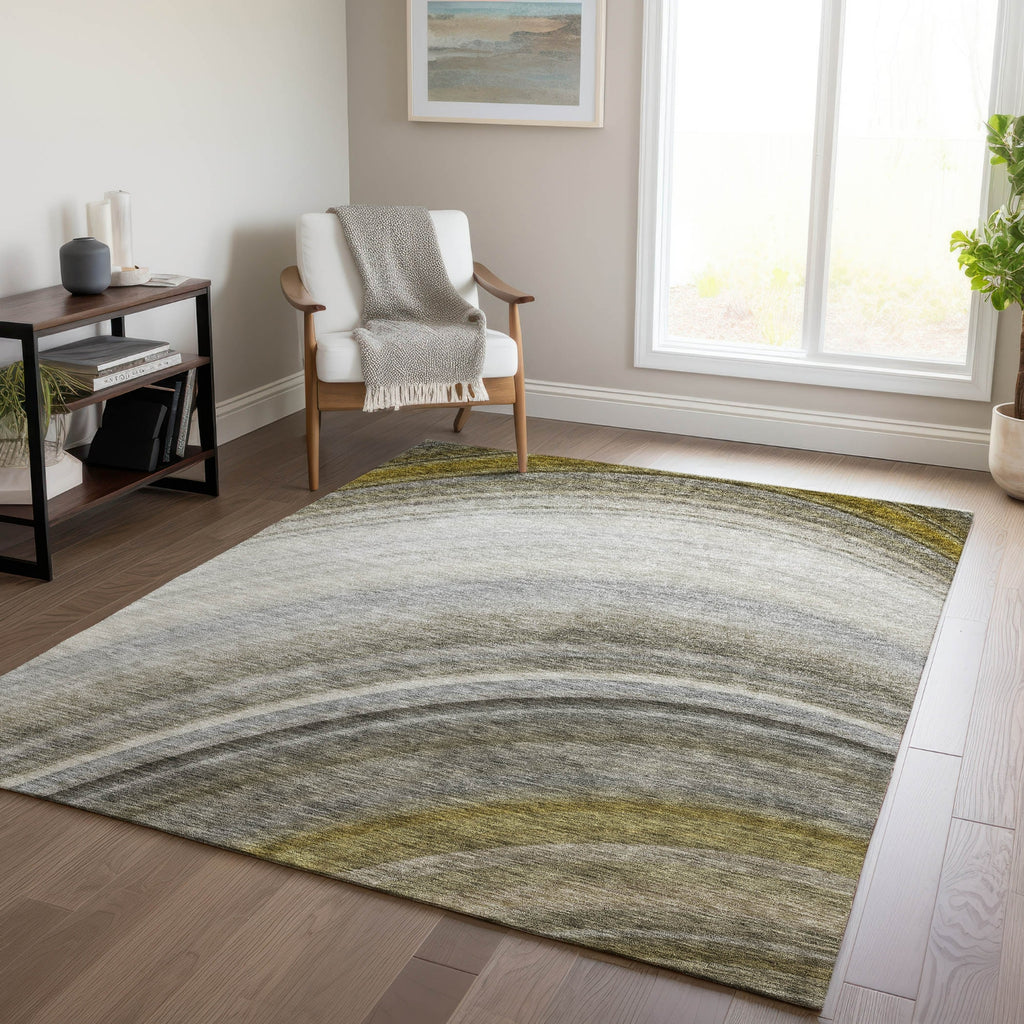 Piper Looms Chantille Waves ACN584 Taupe Area Rug Lifestyle Image Feature