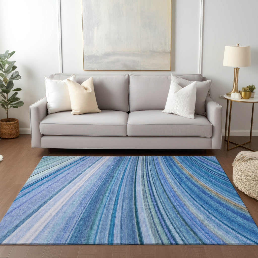 Piper Looms Chantille Waves ACN585 Blue Area Rug Lifestyle Image Feature