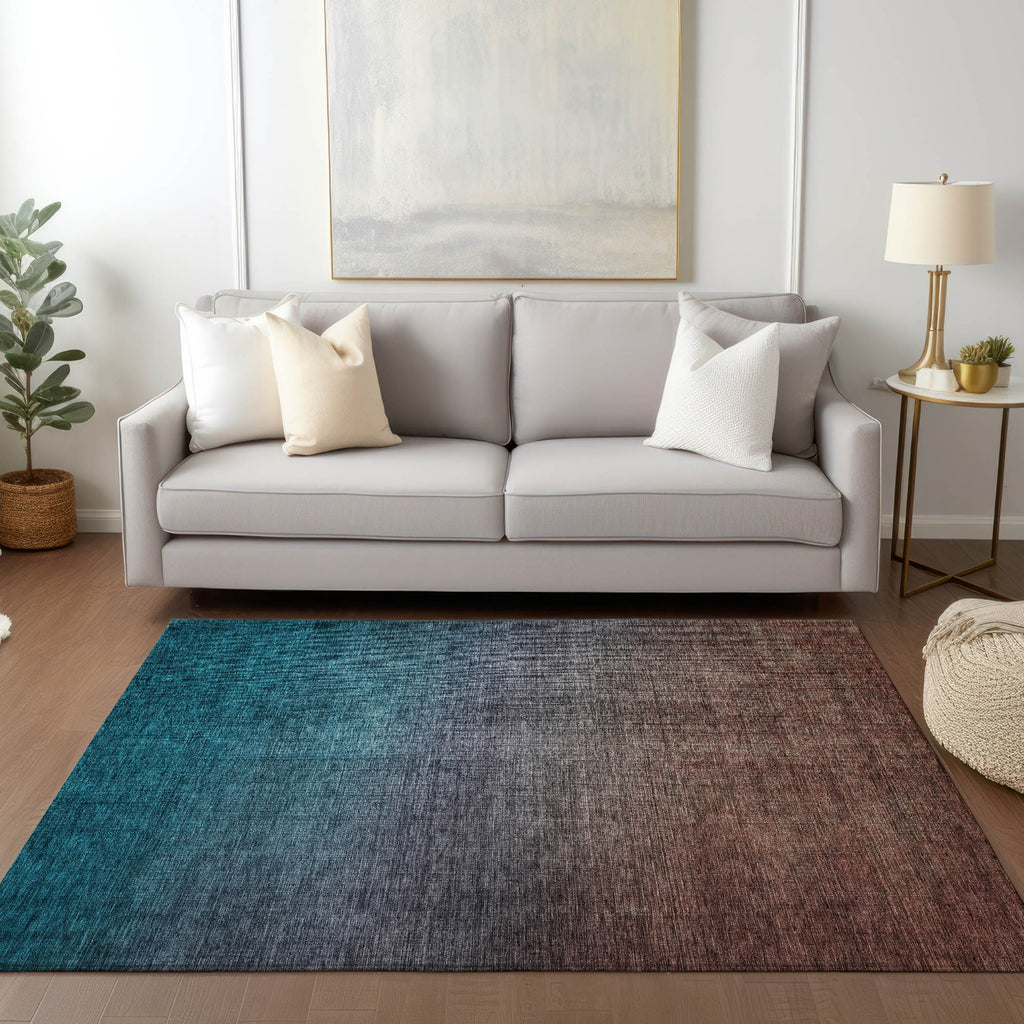Piper Looms Chantille Ombre ACN587 Teal Area Rug Lifestyle Image Feature