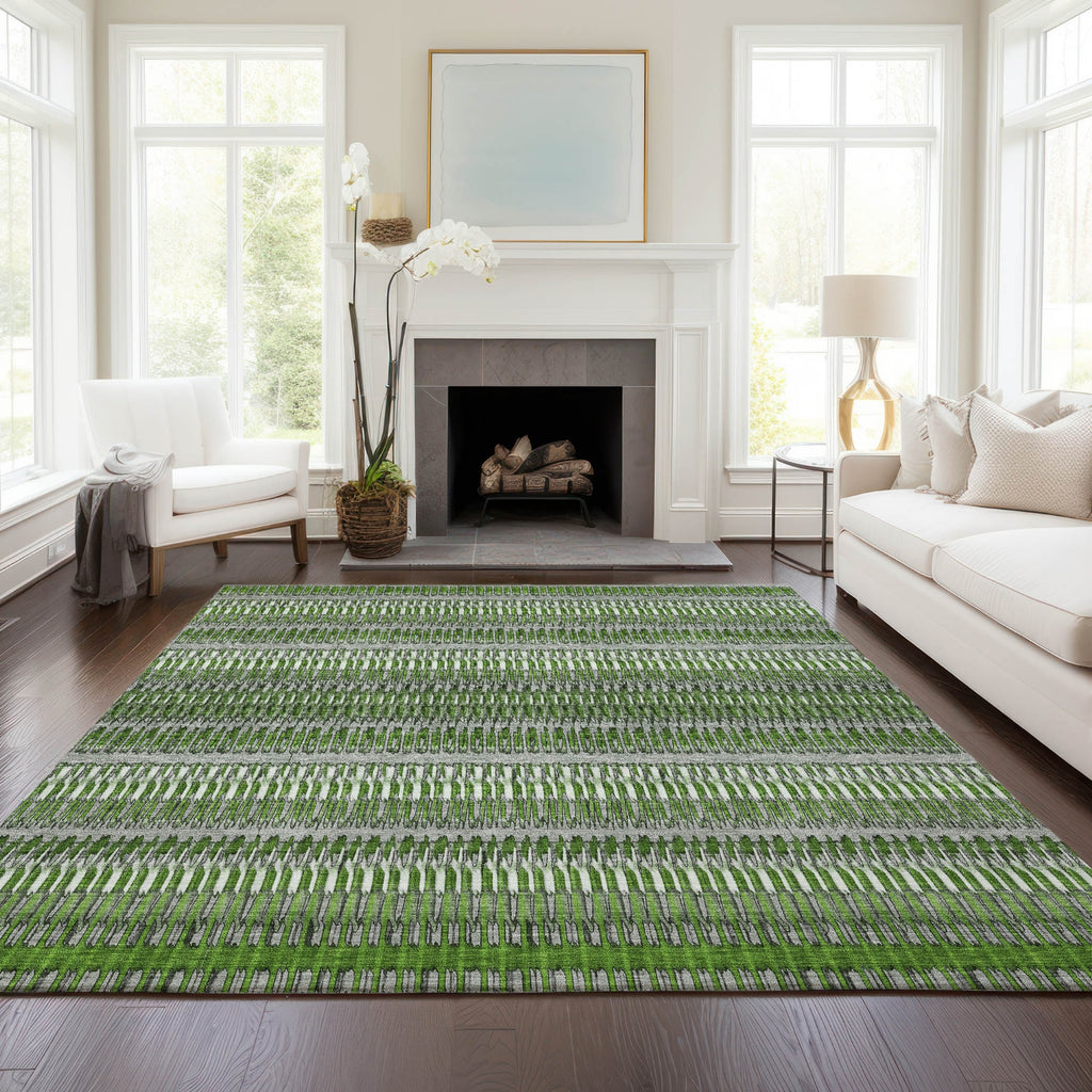 Piper Looms Chantille Stripes ACN589 Green Area Rug Lifestyle Image Feature