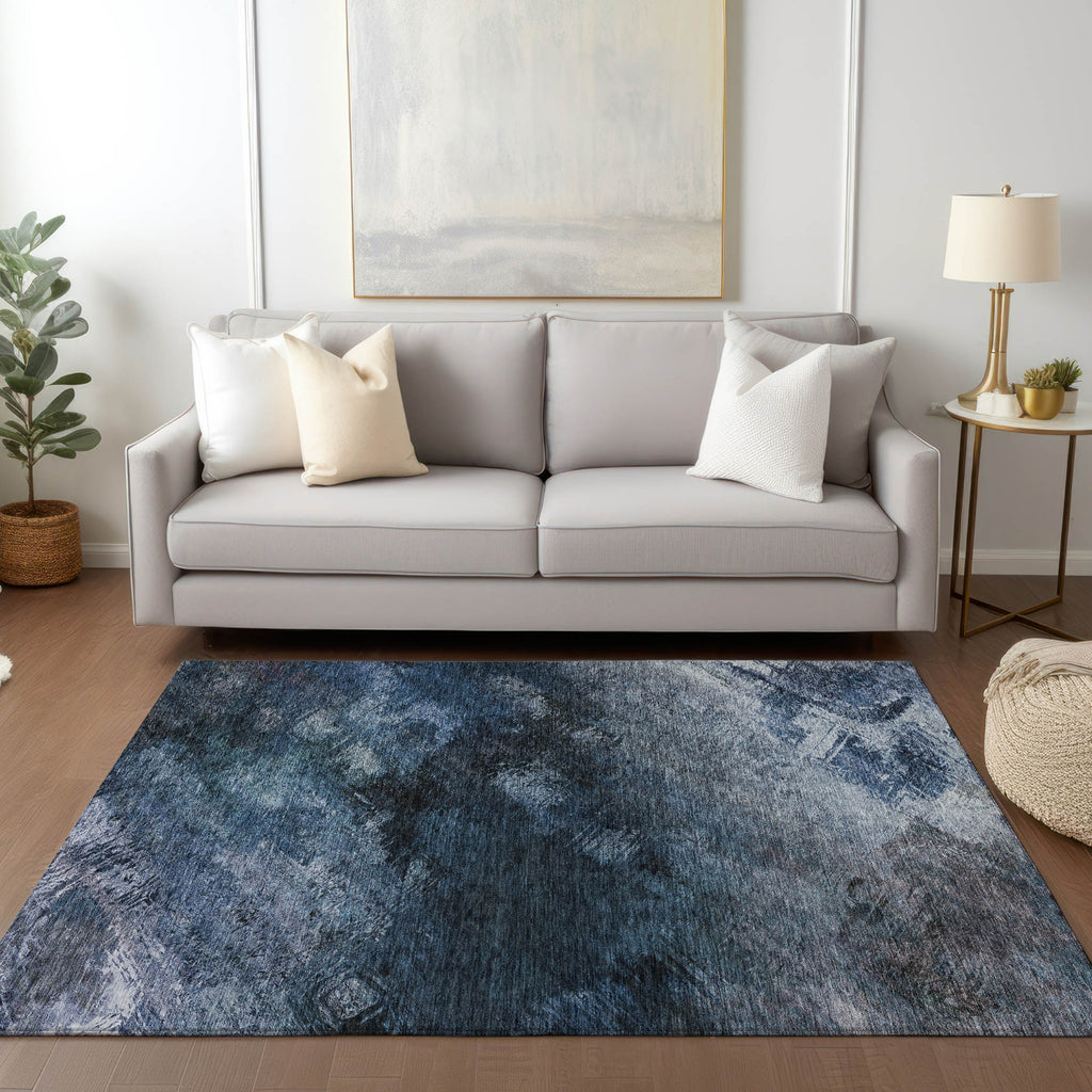 Piper Looms Chantille Modern ACN590 Blue Area Rug Lifestyle Image Feature