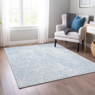 Piper Looms Chantille Diamond ACN591 Denim Area Rug Lifestyle Image Feature