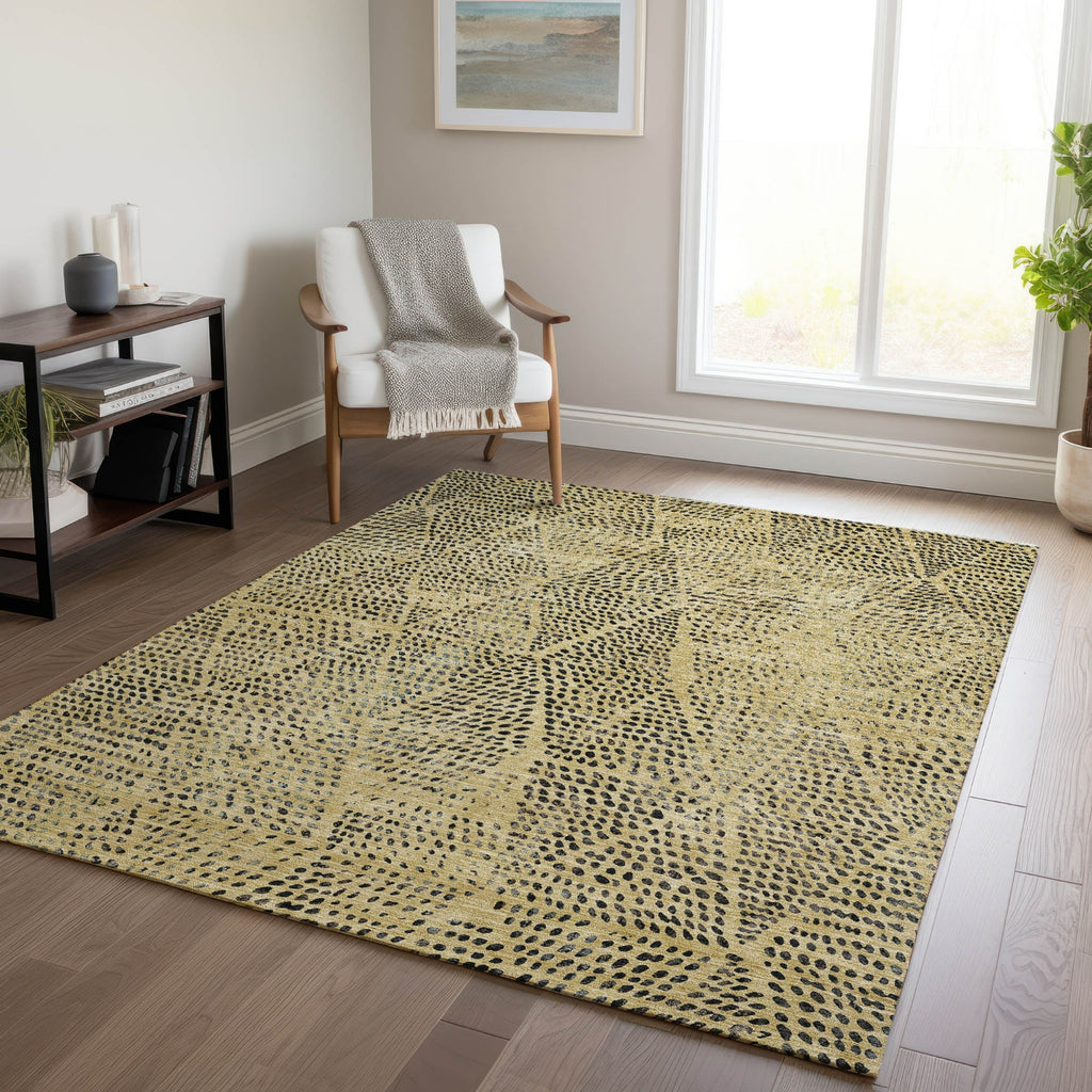 Piper Looms Chantille Diamond ACN591 Gold Area Rug Lifestyle Image Feature
