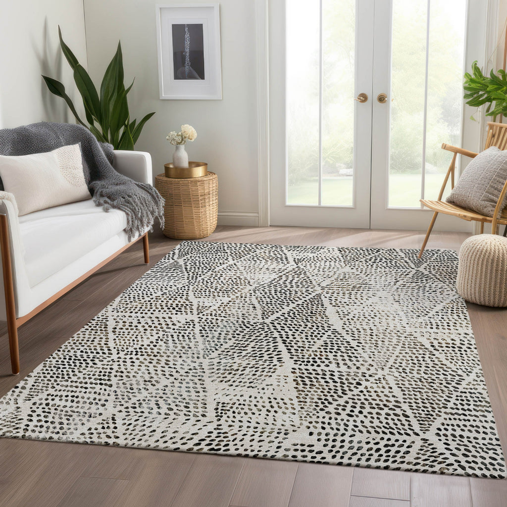Piper Looms Chantille Diamond ACN591 Ivory Area Rug Lifestyle Image Feature