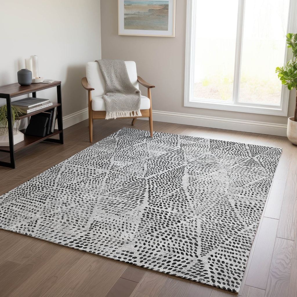 Piper Looms Chantille Diamond ACN591 Pewter Area Rug Lifestyle Image Feature