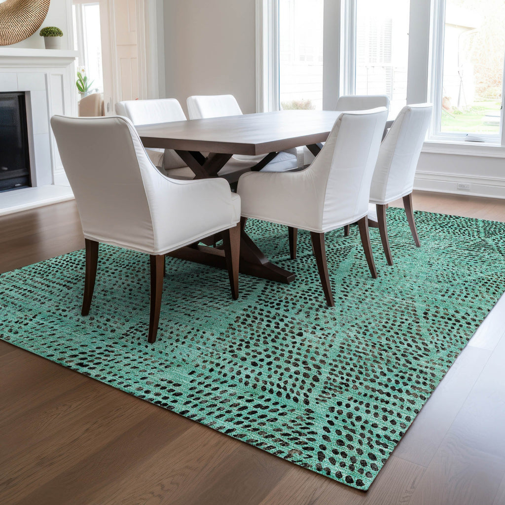 Piper Looms Chantille Diamond ACN591 Teal Area Rug Lifestyle Image Feature