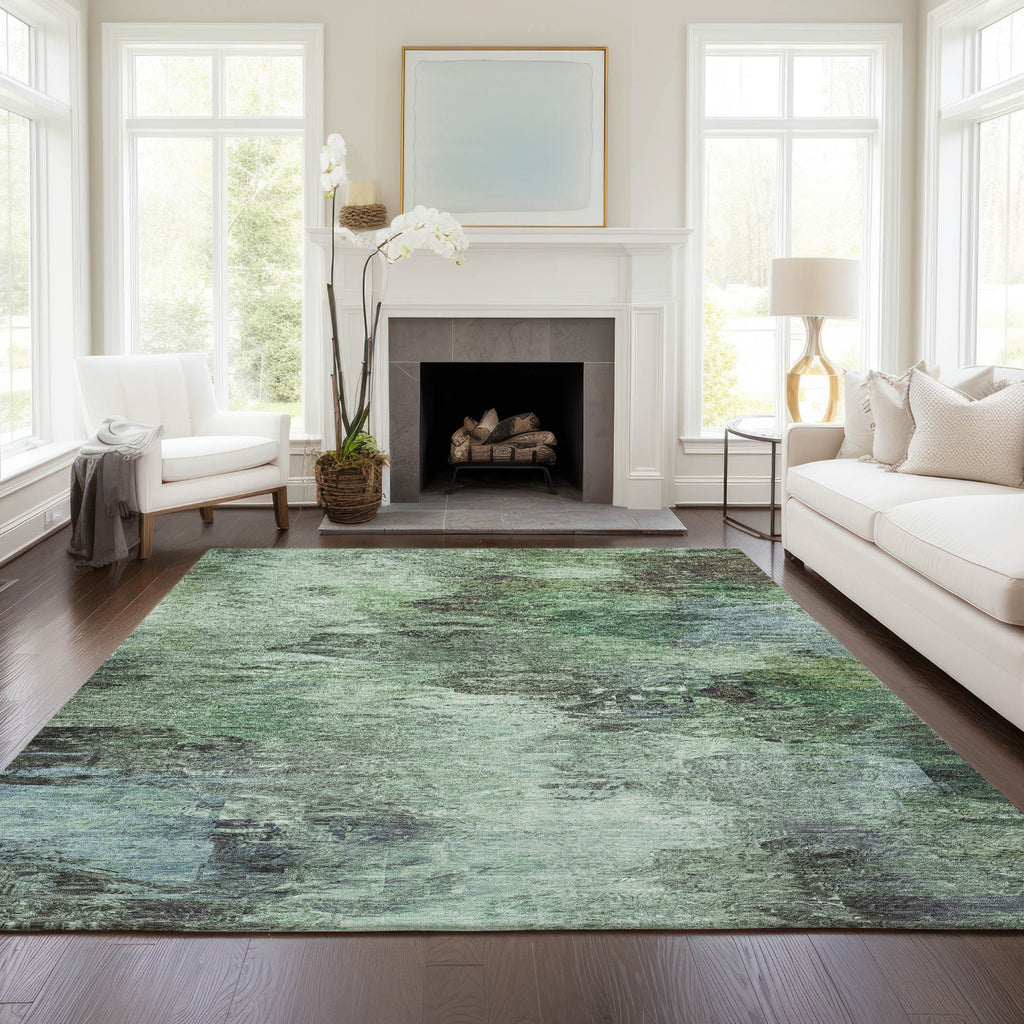 Piper Looms Chantille Abstract ACN592 Green Area Rug Lifestyle Image Feature
