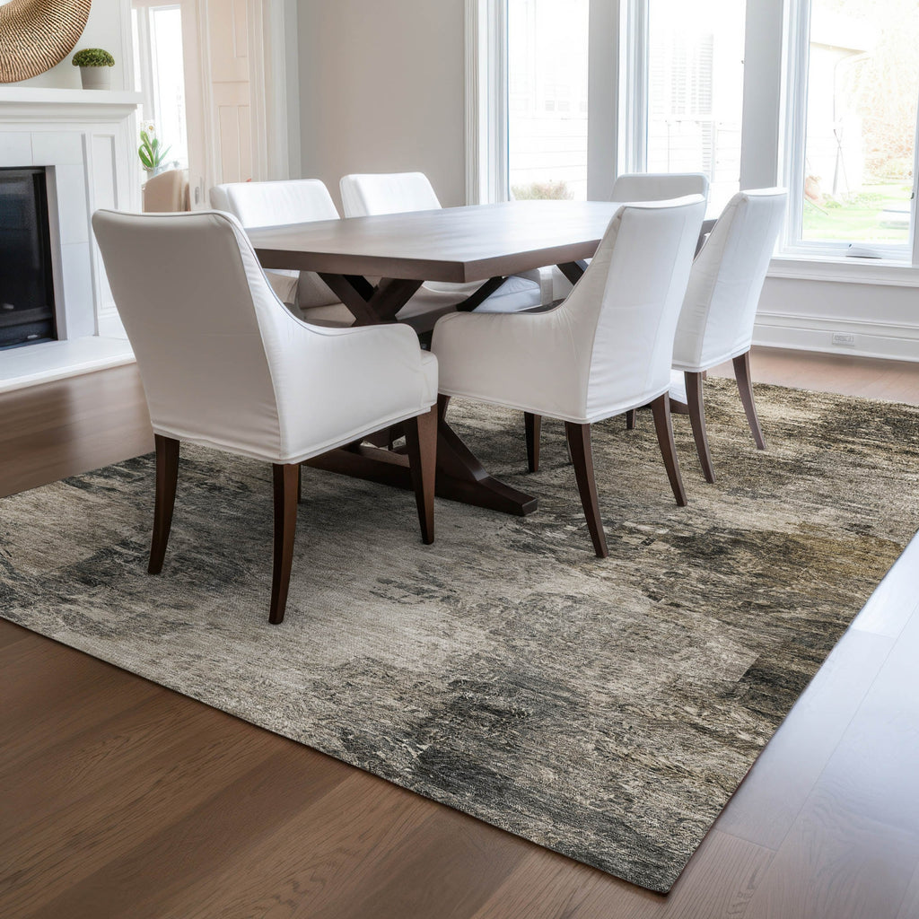 Piper Looms Chantille Abstract ACN592 Taupe Area Rug Lifestyle Image Feature