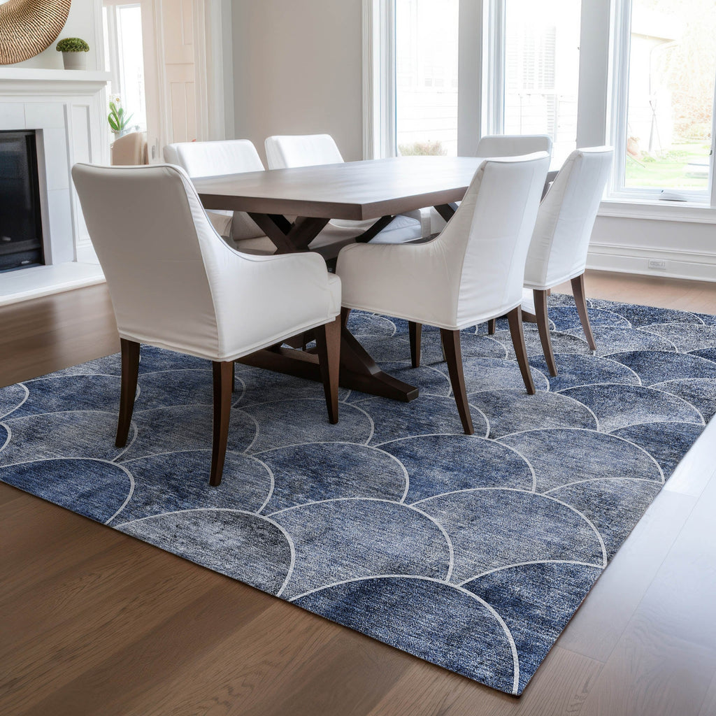 Piper Looms Chantille Modern ACN594 Blue Area Rug Lifestyle Image Feature