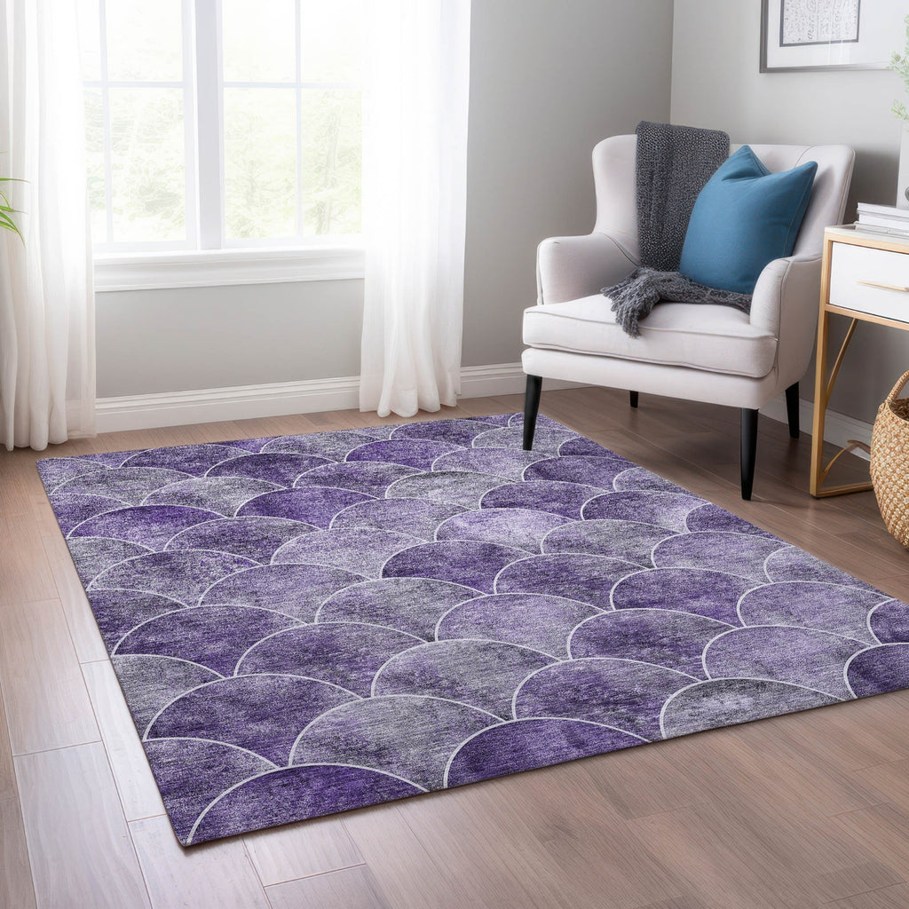 Piper Looms Chantille Modern ACN594 Purple Area Rug Lifestyle Image Feature