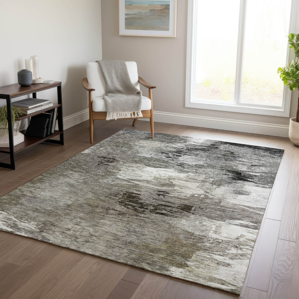 Piper Looms Chantille Abstract ACN597 Taupe Area Rug Lifestyle Image Feature