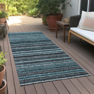 Piper Looms Chantille Stripes ACN598 Teal Area Rug