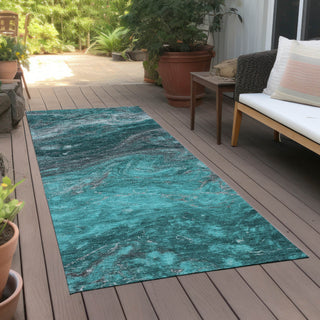 Piper Looms Chantille Abstract ACN599 Teal Area Rug