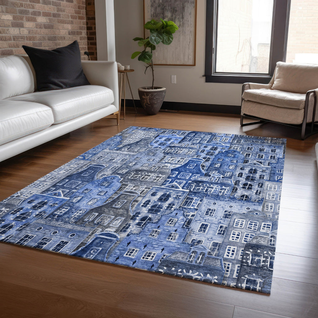 Piper Looms Chantille Novelty ACN600 Blue Area Rug Lifestyle Image Feature