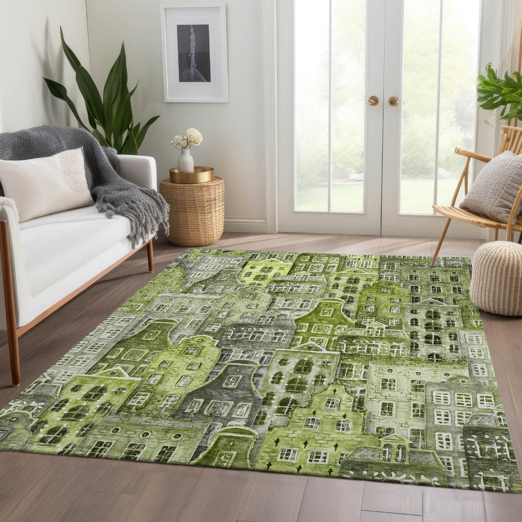 Piper Looms Chantille Novelty ACN600 Green Area Rug Lifestyle Image Feature