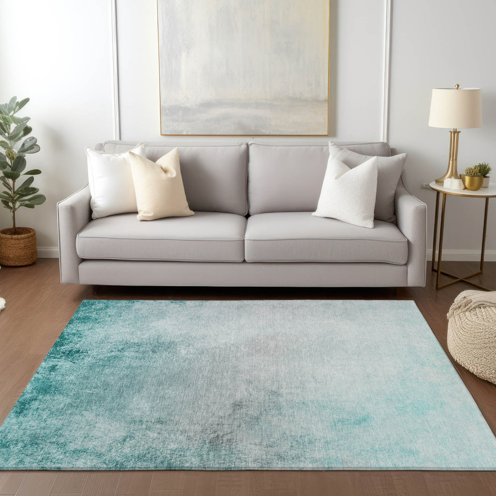 Piper Looms Chantille Modern ACN601 Teal Area Rug Lifestyle Image Feature