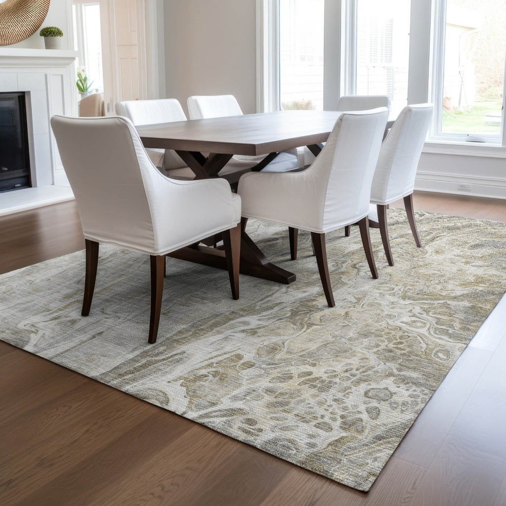 Piper Looms Chantille Abstract ACN602 Taupe Area Rug Lifestyle Image Feature
