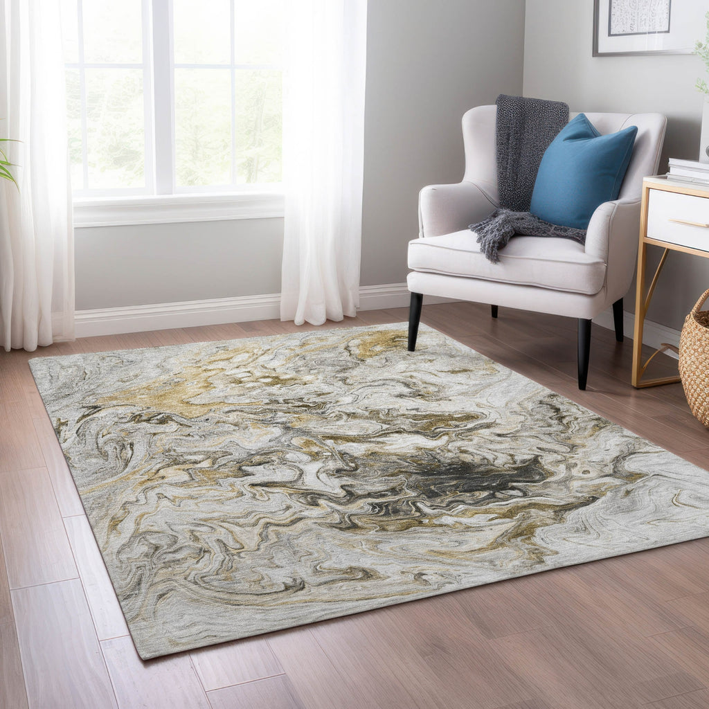 Piper Looms Chantille Abstract ACN603 Taupe Area Rug Lifestyle Image Feature