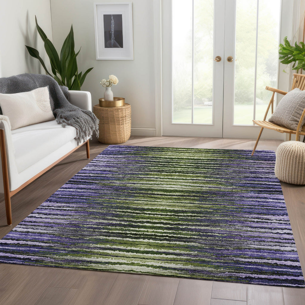 Piper Looms Chantille Stripes ACN604 Purple Area Rug Lifestyle Image Feature