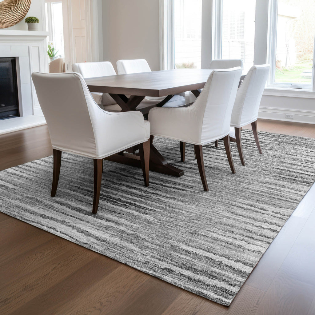 Piper Looms Chantille Stripes ACN604 Silver Area Rug Lifestyle Image Feature