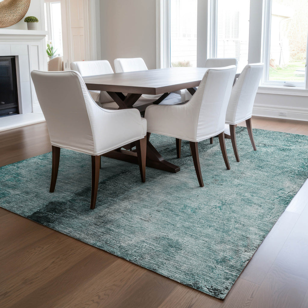Piper Looms Chantille Modern ACN605 Teal Area Rug Lifestyle Image Feature