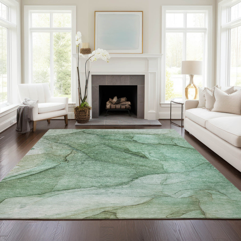 Piper Looms Chantille Modern ACN607 Green Area Rug Lifestyle Image Feature