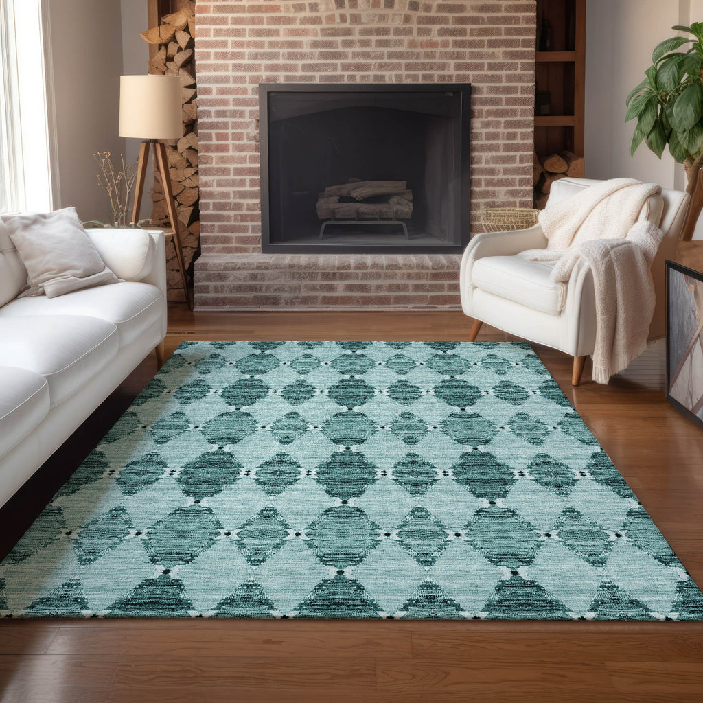 Piper Looms Chantille Moroccan ACN610 Teal Area Rug Lifestyle Image Feature