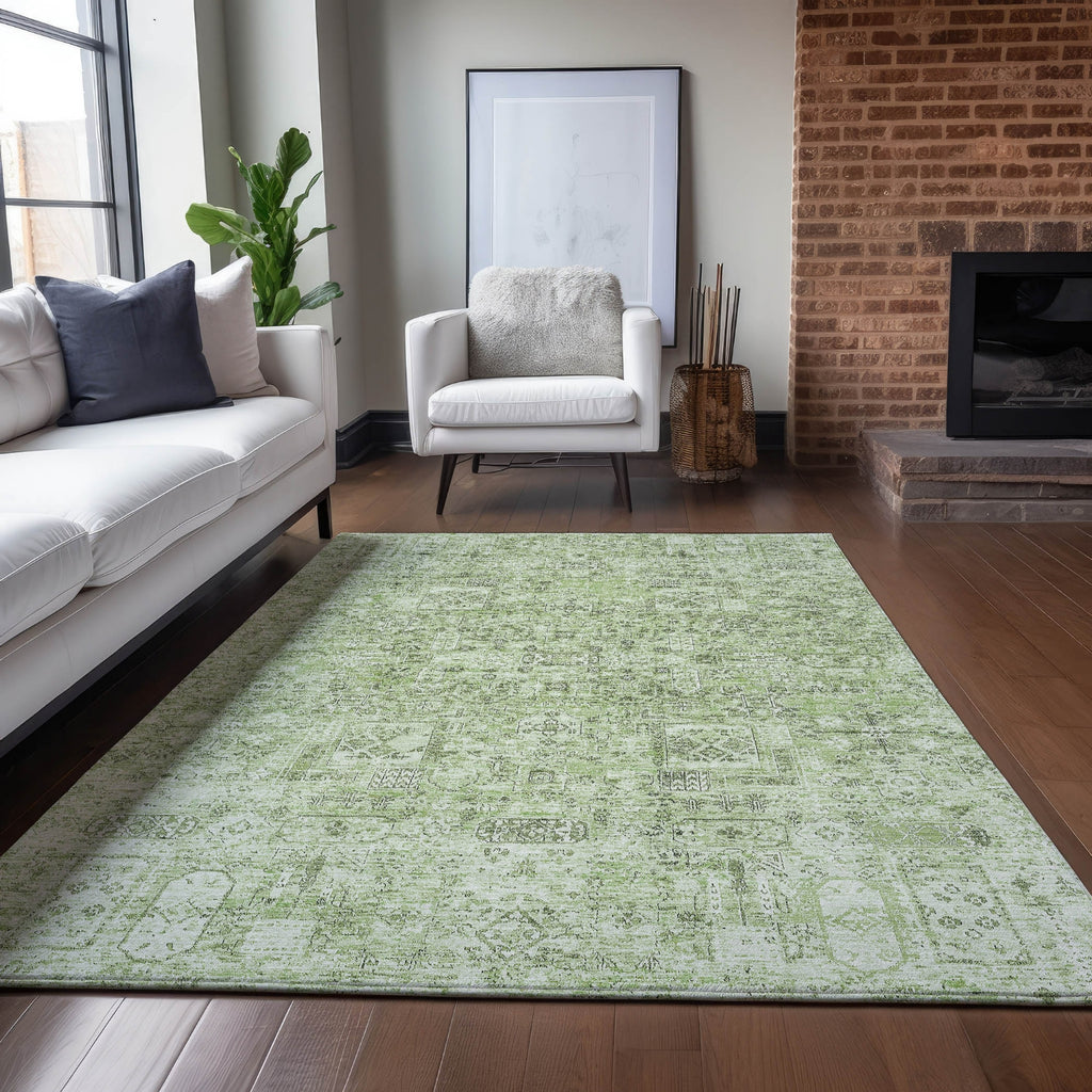 Piper Looms Chantille Panel ACN611 Green Area Rug Lifestyle Image Feature